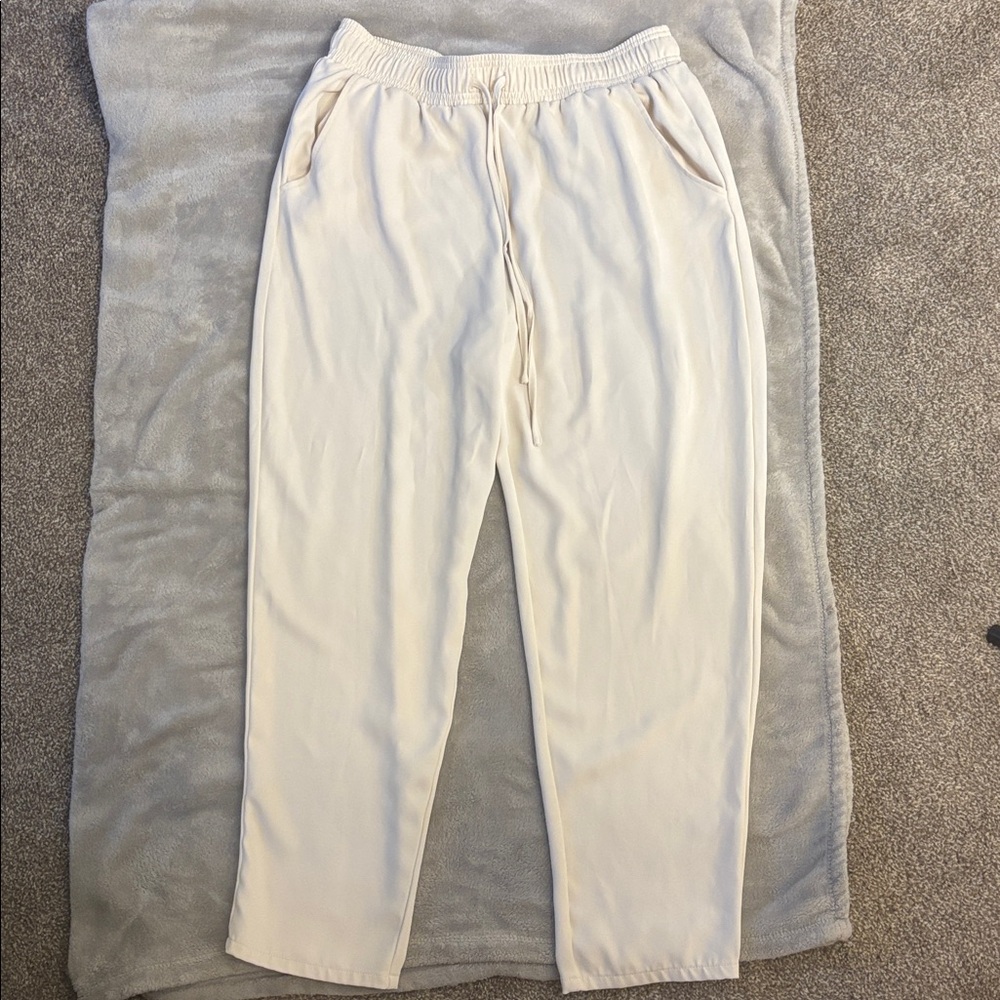MELLODAY Cream Elastic Waist Pants